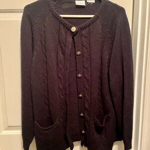 Vintage Bobbie Brooks Black Knit Cardigan with Pockets Size XL